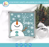 Let It Snow Snowman SVG Christmas Square Porch Sign svg Product Image 3