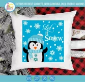 Let It Snow Penquin SVG Christmas Porch Sign Design Product Image 2