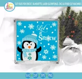 Let It Snow Penquin SVG Christmas Square Porch Leaner Sign Product Image 2