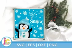 Let It Snow Penquin SVG Christmas Square Porch Leaner Sign Product Image 1