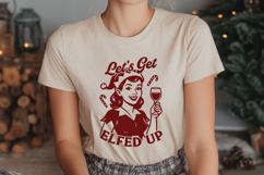 Let’s Get Elfed Up SVG PNG | Funny Retro Christmas Elf Wine Product Image 2