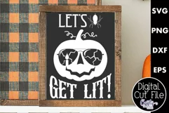 Adult Halloween Sign Funny Svg, Let's Get Lit Pumpkin Product Image 1