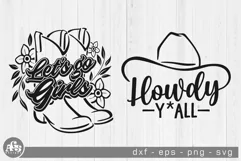 Lets Go Girls Howdy Yall Cowgirl Svg Design Product Image 1
