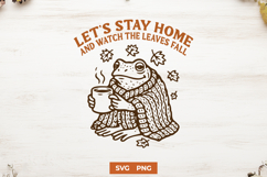 Stay Home Fall Frog SVG | Cozy Autumn Frog Cottagecore PNG Product Image 1