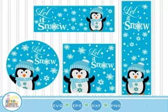 Let It Snow Penquin SVG Christmas Porch Sign Design Product Image 1