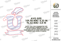 Christmas Ornament Laser Cut. Letter U SVG Product Image 2