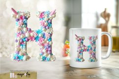 LETTER H| 3d floral marshmallow clipart png Product Image 1