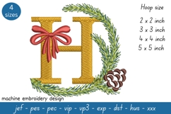 Letter H Embroidery Design - Christmas Pattern Product Image 1