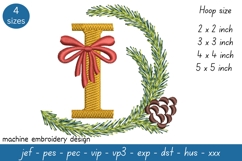 Letter I Embroidery Design - Christmas Pattern Product Image 1
