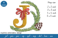 Letter J Embroidery Design - Christmas Pattern Product Image 1