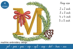 Letter M Embroidery Design - Christmas Pattern Product Image 1