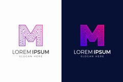 Letter M Technology Dot Logo Template Product Image 1