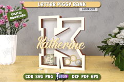 Personalized Piggy Bank Laser Cut | Letters | Money Box |CNC Product Image 1