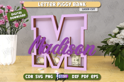 Personalized Piggy Bank Laser Cut | Letters | Money Box |CNC Product Image 1