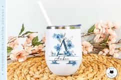 tumbler with letter a monogram design
