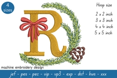 Letter R Embroidery Design - Christmas Pattern Product Image 1