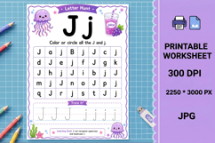 J uppercase lowercase Letter recognition printable worksheet Product Image 1