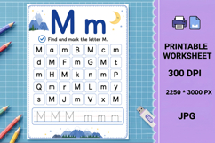 M alphabet find mark Letter recognition printable worksheet Product Image 1