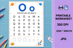 O capital uppercase Letter recognition printable worksheet Product Image 1
