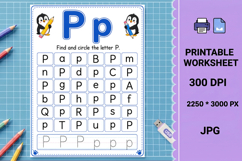 P find circle tracing Letter recognition printable worksheet Product Image 1