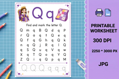 Q uppercase lowercase Letter recognition printable worksheet Product Image 1
