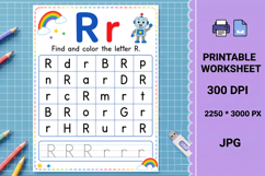 R uppercase lowercase Letter recognition printable worksheet Product Image 1