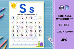 S tracing alphabet Letter recognition printable worksheet Product Image 1