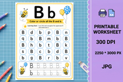 B uppercase lowercase Letter recognition printable worksheet Product Image 1