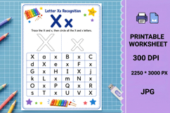 X uppercase lowercase Letter recognition printable worksheet Product Image 1