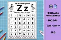 Z activity uppercase Letter recognition printable worksheet Product Image 1