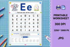 E uppercase lowercase Letter recognition printable worksheet Product Image 1