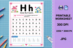 H tracing uppercase Letter recognition printable worksheet Product Image 1