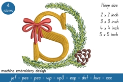 Letter S Embroidery Design - Christmas Pattern Product Image 1