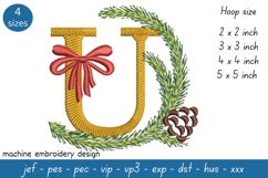 Letter U Embroidery Design - Christmas Pattern Product Image 1