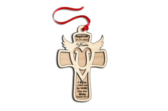 Letter U Laser Gift Cross Ornament SVG Monogram Holy Baptism