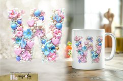 LETTER W| 3d floral marshmallow clipart png Product Image 1