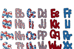 4th of July Alphabet PNG Bundle, Patriotic Doodle Letters Product Image 3
