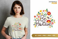 Be Positive Lettering with Flower Accents Product Image 1