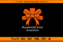 Leukemia Cancer Awareness Orange Bow Ribbon SVG Product Image 1