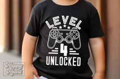 Level 4 Unlocked Birthday Boy Girl SVG - 4th Video Game PNG Product Image 1
