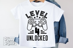 Level 4 Unlocked Birthday Boy Girl SVG - 4th Video Game PNG Product Image 3