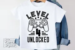 Level 4 Unlocked Birthday Boy Girl SVG - 4th Video Game PNG Product Image 3