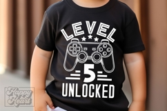 Level 5 Unlocked Birthday Boy Girl SVG - 5th Video Game PNG Product Image 1