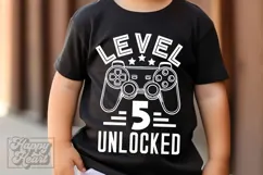 Level 5 Unlocked Birthday Boy Girl SVG - 5th Video Game PNG Product Image 1
