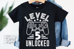 Level 5 Unlocked Birthday Boy Girl SVG - 5th Video Game PNG Product Image 3