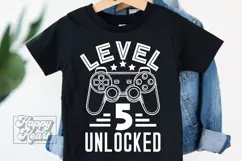 Level 5 Unlocked Birthday Boy Girl SVG - 5th Video Game PNG Product Image 3