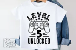 Level 5 Unlocked Birthday Boy Girl SVG - 5th Video Game PNG Product Image 4