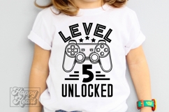 Level 5 Unlocked Birthday Boy Girl SVG - 5th Video Game PNG Product Image 5
