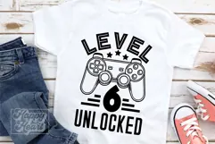 Level 6 Unlocked Birthday Boy Girl SVG - 6th Video Game PNG Product Image 1