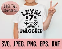 Level 7 Unlocked Birthday Boy SVG - 7th Video Gamer PNG Product Image 2